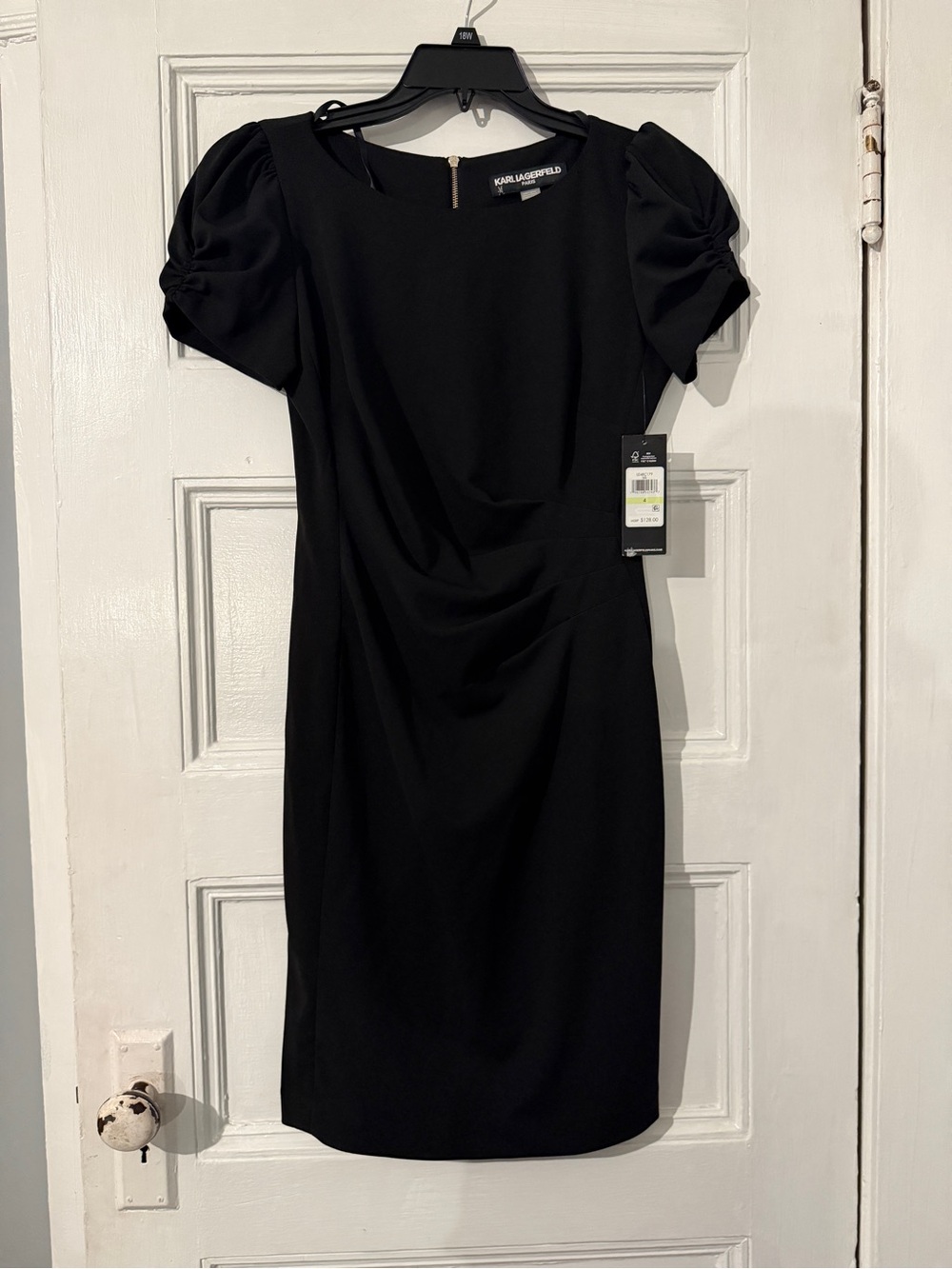 Karl Lagerfeld Black Puff-Sleeve Midi Dress